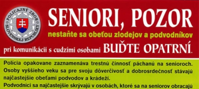Seniori pozor! Nestaňte sa obeťou podvodníkov!
